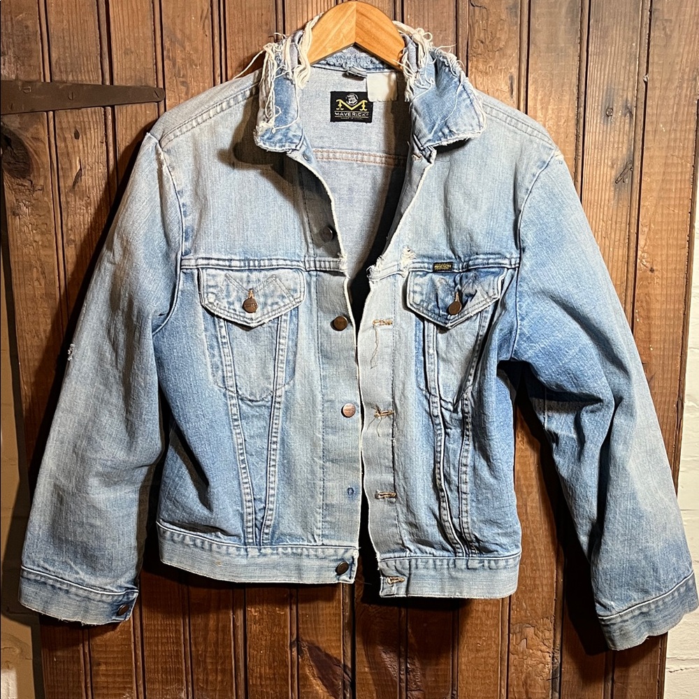 Vintage Distressed Maverick Denim Trucker Jacket